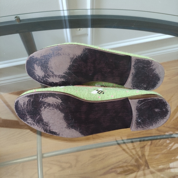 BYPAIGE Needlepoint Bumblebees on Lime loafer Flat 11.5 - Picture 9 of 10